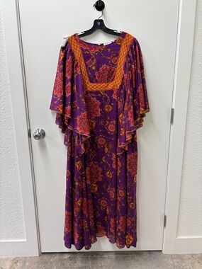 The Hippie Shake Floral High Neck Maxi Dress with Flutter Sleeves